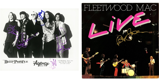 Lot of (2) Rock Legends Signed Photo Signed By Deep Purple & Fleetwood Mac Live Album Signed By Peter Green (Beckett PreCert)